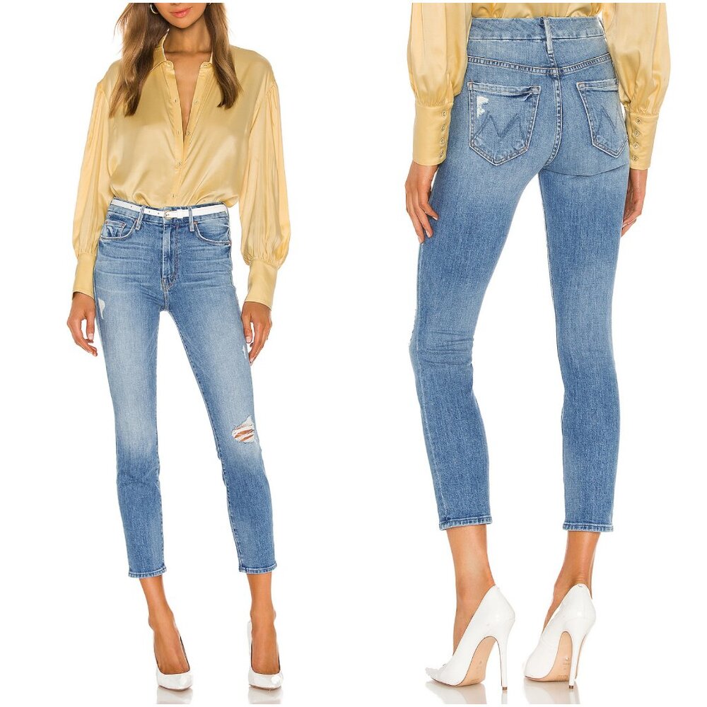 NWT Mother Denim High Waisted Looker Crop in Let's Kick It Size 24,25,26,28 $238